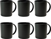 Tasses à café en plastique, Set de 6, tasses à café de camping 6 x 360 ml, tasses de camping Set de 6 (espace noir)