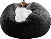 Bean Bag Stoelhoes (Het was slechts één hoes, geen volledige bean bag) Stoelkussen Groot Rond Zacht Pluizig PV Fluweel Wasbare Luie Bank Bedhoes Woonkamermeubilair, 6 ft/180 cm, Zwart