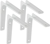 AMIG Plankdrager/planksteun van metaal - 4x - gelakt wit - H125 x B125 mm - boekenplank steunen
