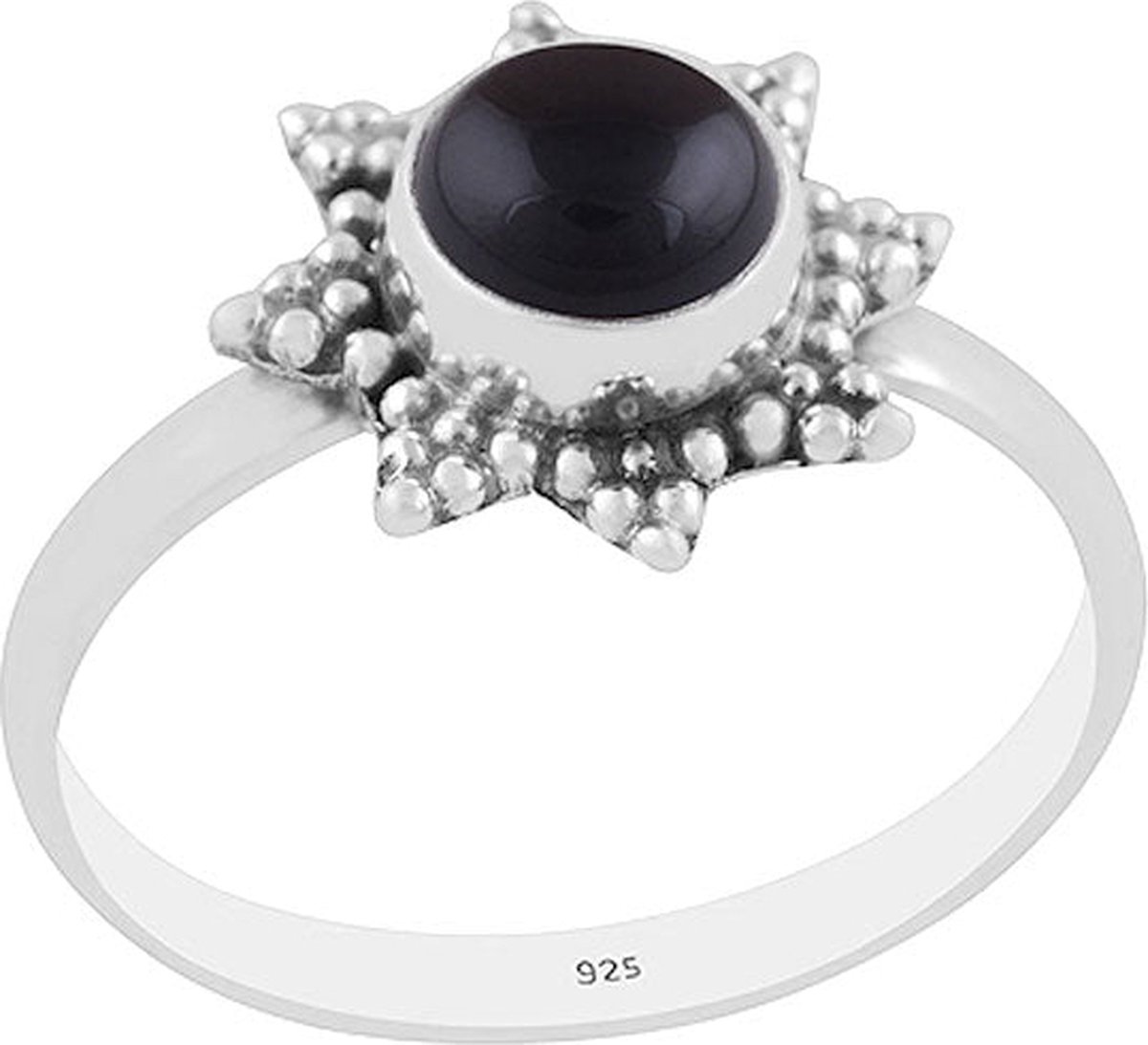Jewelryz | Solene | Ring 925 zilver met zwarte onyx edelsteen | 16.00 mm / maat 50