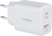 Chéroy 30W Wall Charger - USB A + C Dual Port PD Adapter – QuickCharge 3.0 - Snellader - Wit