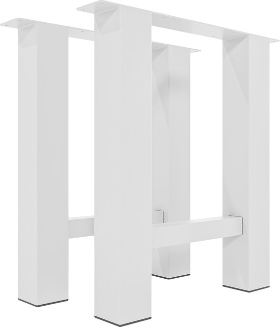 CLP Set van 2 Hunker tafelpoten - Metaal - Vierkant - wit 70 cm