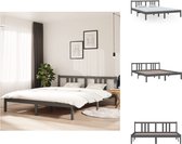 vidaXL Bed - Grenenhout - Grijs - 205.5 x 165.5 x 69.5 cm - Inclusief hoofdeind - Matras 160 x 200 cm - Montage vereist - Bed