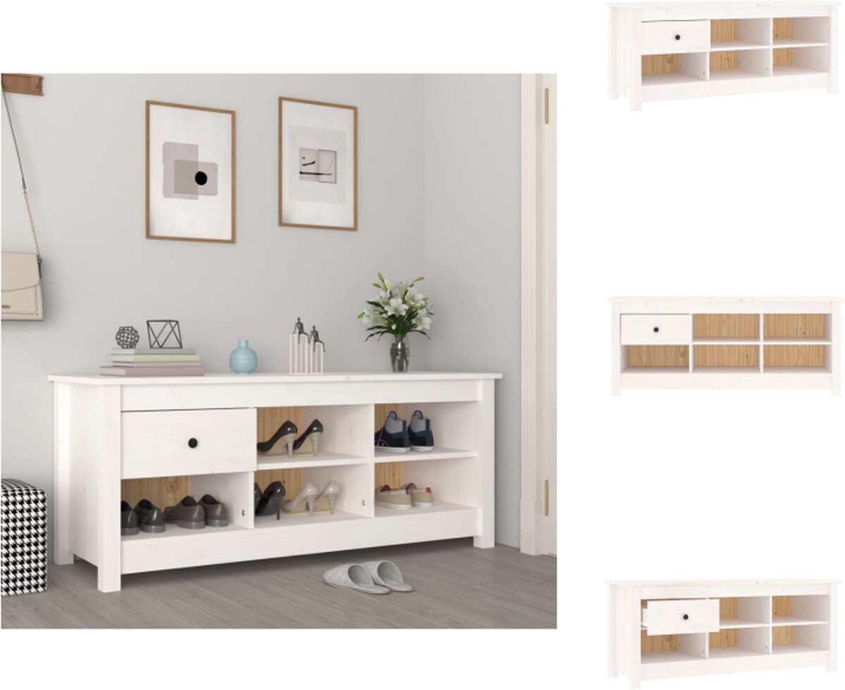 Armoire à Chaussures En Pin Massif Gris, 110x38x45,5 Cm, Neuve