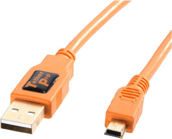 Tether Tools TetherPro - USB 2.0 A/MiniB 5 Pin 4,6m - Oranje