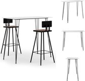 vidaXL Barset - Bartafel 120x60x105cm - Barkrukken 45x36x99cm - Massief gerecycled hout - Gepoedercoat staal - Wit - Montage vereist - Set tafel en stoelen