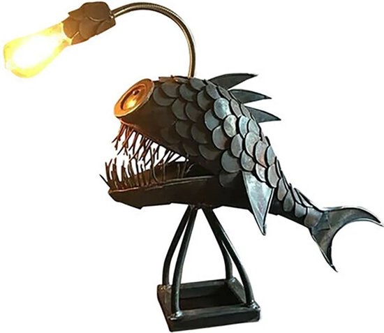 Realistische diepzeevis Lamp - Monster - lantaarnhengelvis - zeeduivel - tafellamp - Ceratioidea - Verlichting - inclusief Lichtbron