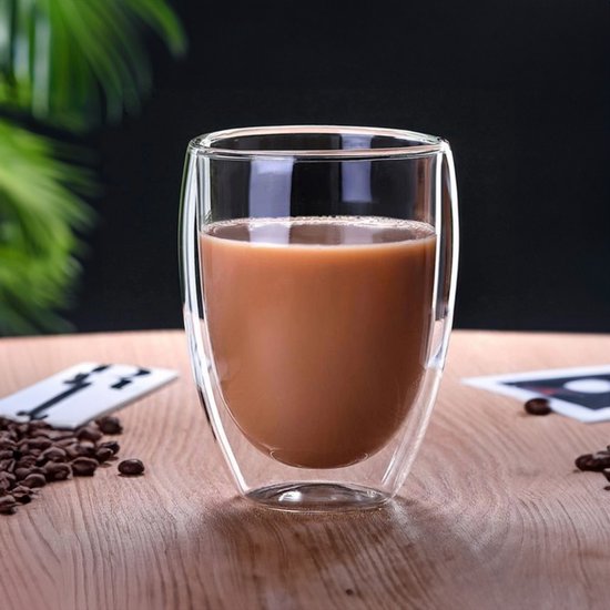 Set van 2 Dubbelwandig Glas 300 ml - Perotti Double Wall Glass - Koffieglazen beker hittebestendig - Theeglas - Cappuccino Glazen - Latte Macchiato Glazen