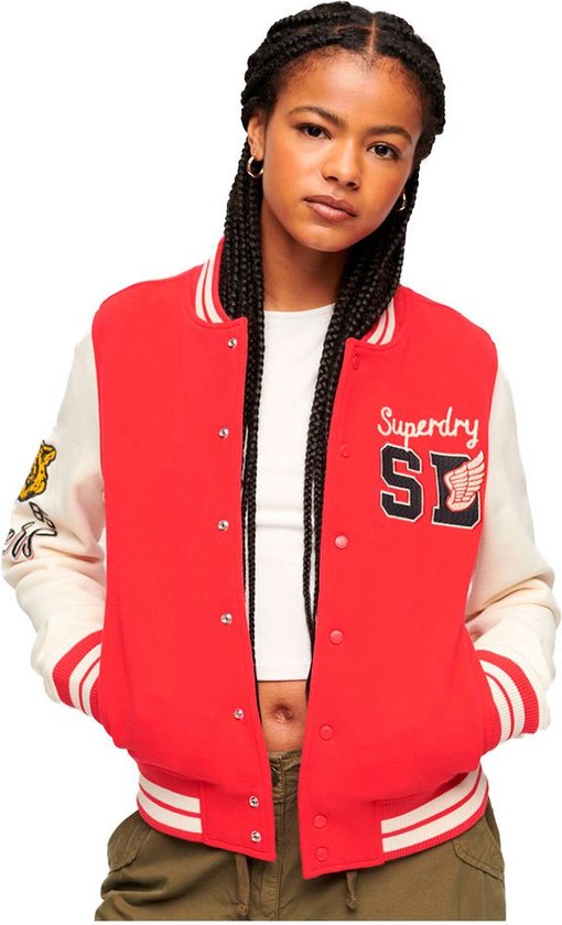 Superdry College Scripted Bomber Jas Rood L Vrouw
