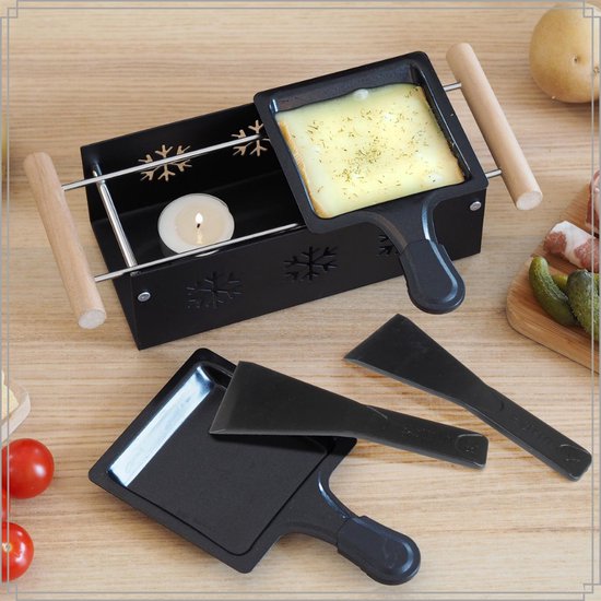 OTIX Raclette - Set 2 Personen - Kaas Grill - Goudmetstellen - Zonder Stekker - Zwart — afbeelding 5
