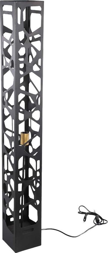 PTMD Ferdin Vierkante Vloerlamp - 15 x 15 x 124 cm - Metaal - Zwart