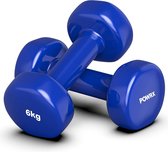 Paar vinyl halters (2 x 6 kg (blauw)) Ideaal voor gymnastiek aerobics Pilates 0,5 kg - 10 kg I Halterset