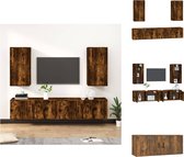vidaXL TV-meubelset - Gerookt eiken - 2x100x34.5x40cm - 2x40x34.5x80cm - Wandgemonteerd - Kast