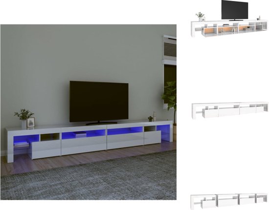 vidaXL TV Meubel - Middelgroot - Hoogglans Wit - 290 x 36.5 x 40 cm - Met RGB LED-verlichting - Kast