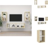 vidaXL Tv-meubelset - wit en sonoma eiken - 37 x 37 x 72 cm - 4 stuks - Kast