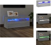 vidaXL TV-meubel Sonoma Eiken - 90 x 35 x 40 cm - LED-verlichting - Bewerkt Hout - Kast