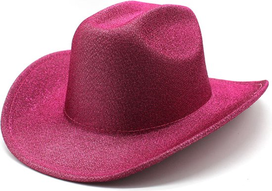 Cowboy Hoed - Glitter / Metallic Roze | Verstelbaar | 56 - 58 cm | Fashion Favorite