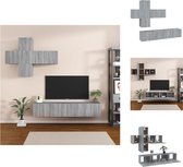 vidaXL TV-meubelset - Grijs Sonoma Eiken - 4x30x30cm + 1x60x30x30cm + 2x80x30x30cm - Trendy en praktisch - Kast