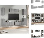 vidaXL Tv-meubel - Klassiek Grijs Sonoma Eiken - Wandgemonteerd - 7-delige set - Kast