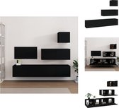 vidaXL TV-meubelset - bewerkt hout - zwart - 30.5x30x30cm - 80x30x30cm - 80x30x30cm - Kast