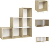 vidaXL Televisiekastenset - Televisiemeubels - 37 x 35 x 37 cm - 72 x 35 x 36.5 cm - 107 x 35 x 37 cm - Wit en Sonoma Eikenkleur - Kast