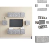 vidaXL TV-meubelset - Betongrijs - Spaanplaat - Montage vereist - 4x60x30x30cm - 2x30.5x30x30cm - Kast
