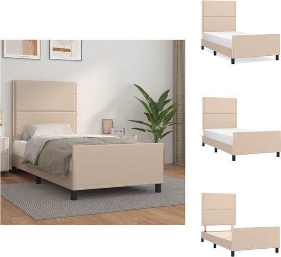 vidaXL Bedframe - Cappuccino - 203 x 103 x 118/128 cm - Verstelbaar hoofdeinde - Multiplex lattenbodem - Bed