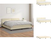 vidaXL Boxspringbed - Crème kunstleer - 203x200x78/88 cm - Inclusief pocketvering matras en topmatras - Bed