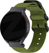 Bandz universeel 20mm nylon band met gesp geschikt voor Samsung Galaxy Watch Active 1/2 40 & 44mm / Watch 1 42mm / Watch 3 41mm / Gear Sport / Polar Ignite 1-2-3 / Unite / Pacer - Hoogwaardig nylon bandje met gespsluiting - donkergroen