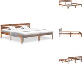 vidaXL Sheeshamhouten Bedframe - Grijs - 205 x 205 x 73 cm - Geschikt voor 200 x 200 cm matras - Exclusief lattenbodem - Montage vereist - Bed