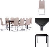 vidaXL Eetset - Tafel 180 x 90 x 75 cm - 8 Stoelen Cappuccino - Set tafel en stoelen