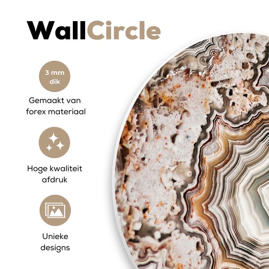 WallCircle - Wandcirkel - Marmer - Abstract - Natuur - Marmerlook - Muurcirkel binnen - Wanddecoratie rond - Rond schilderij - Kamer decoratie - Woonkamer - Muurdecoratie cirkel - 90x90 cm - Wandcirkels - Ronde schilderijen - Slaapkamer