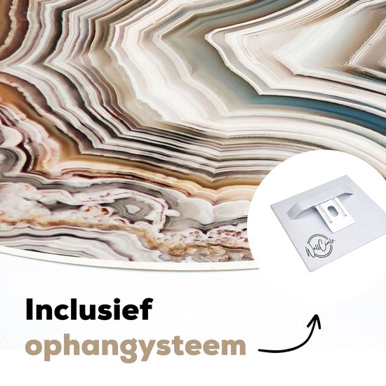 WallCircle - Wandcirkel - Marmer - Abstract - Natuur - Marmerlook - Muurcirkel binnen - Wanddecoratie rond - Rond schilderij - Kamer decoratie - Woonkamer - Muurdecoratie cirkel - 90x90 cm - Wandcirkels - Ronde schilderijen - Slaapkamer