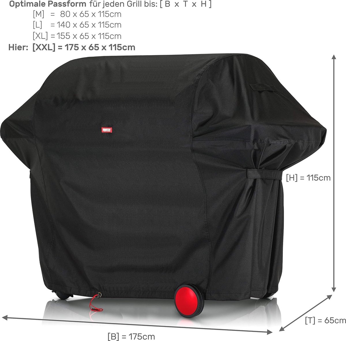 Barbecuehoes weerbestendig 175 x 65 x 115 cm grillafdekking voor gasgrill scheurvast en waterdicht met uv-bescherming barbecue-accessoires zwart