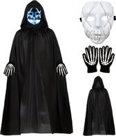 Livano Halloween Kostuum - Halloween Outfit - Volwassenen - Schedel - Mantel - Set - Costume - Wit - Carnaval