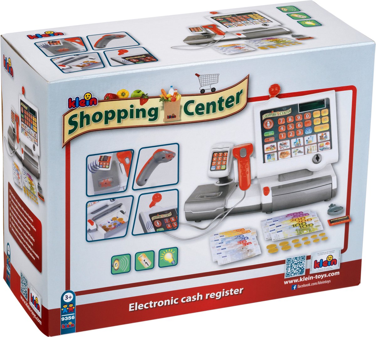Klein Toys elektronische kassa - touchpad, scanner, weegschaal en rekenmachinefunctie - 31x15,5x23 cm - incl. speelgeld, uitschuifbare geldla, licht- en geluidseffecten - grijs — afbeelding 7