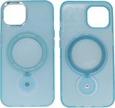 Coque Magsafe iPhone 14 - Coque transparente mate avec fonction debout - Blauw