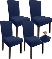 Housse de chaise de salle à manger Jacard pour table à manger (Set de 4, bleu marine)