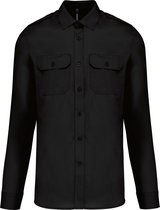 Overhemd Heren XXL Kariban Lange mouw Black 65% Polyester, 35% Katoen