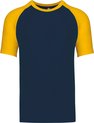 SportT-shirt Heren M Kariban Ronde hals Korte mouw Navy / Yellow 100% Katoen