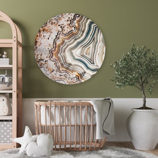 WallCircle - Wandcirkel - Marmer - Abstract - Natuur - Marmerlook - Muurcirkel binnen - Wanddecoratie rond - Rond schilderij - Kamer decoratie - Woonkamer - Muurdecoratie cirkel - 90x90 cm - Wandcirkels - Ronde schilderijen - Slaapkamer