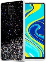 Cadorabo Hoesje geschikt voor Xiaomi RedMi NOTE 9 PRO / NOTE 9S in Zwart met Glitter - Beschermhoes van flexibel TPU silicone met fonkelende glitters Case Cover Etui