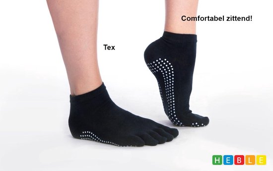 *** 2 Paar Yoga sokken met antislip - Zwart - Tenensokken - Sport sokken - maat 36 tot 40 - van Heble® *** van Heble® — afbeelding 2