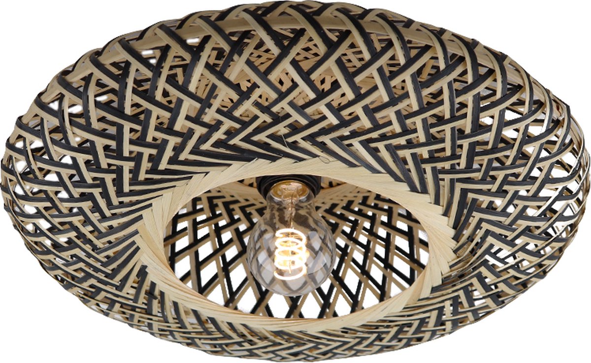 Olucia - HEIMEN - Plafondlamp - Bruin / Zwart - Vorm: Rond
