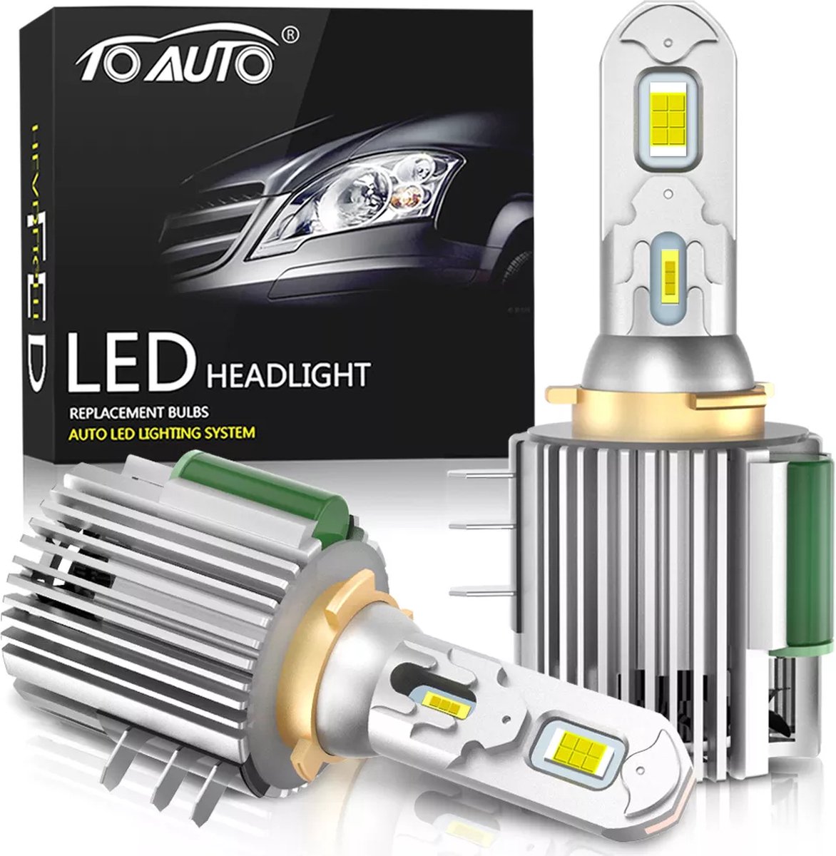 2x H15 LED Lamp Auto Grootlicht Dagrijverlichting 120W 6500K Witte Auto Licht Canbus Turbo Led