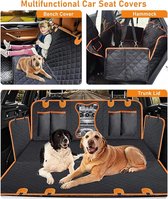 Hondenautostoelhoes voor achterbank, waterdichte autostoelbeschermer met gaasraam en 4 zakken, autostoelhoezen voor huisdieren krasbestendig antislip hondenhangmat voor vrachtwagens SUV
