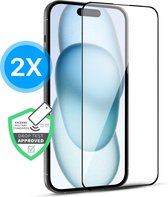 2x Screenprotector - Geschikt voor iPhone 15 Pro Max - Screen Protector - Full Cover - Plakgarantie