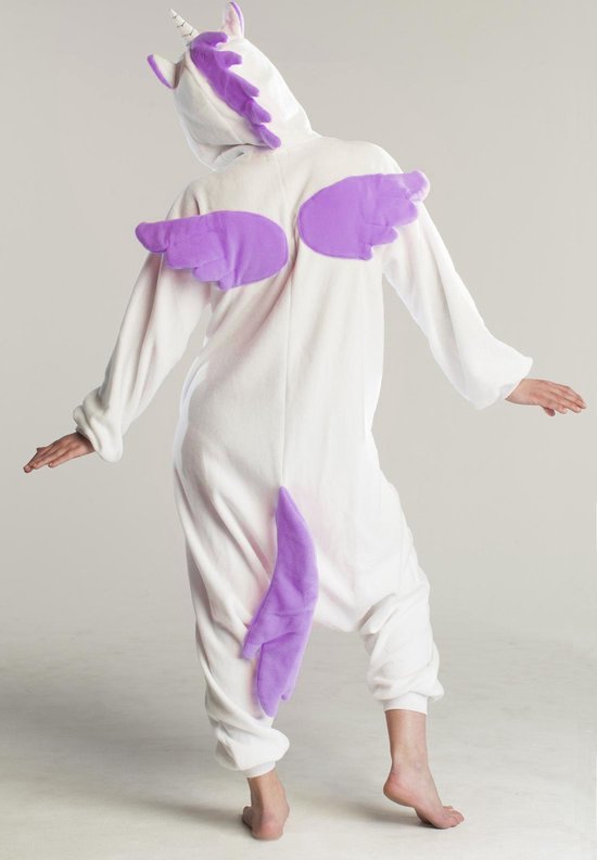 KIMU Onesie Paarse Pegasus Pakje - Maat 86-92 - Eenhoornpak Kostuum Eenhoorn Unicorn Pak - Peuter Huispak Jumpsuit Pyjama Fleece Meisje Festival