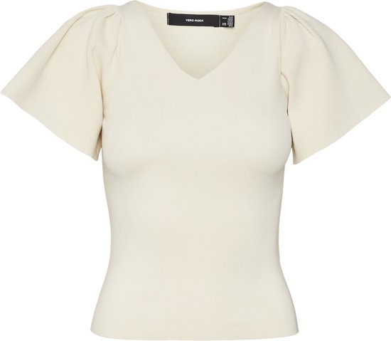 Vero Moda T-shirt Vmginny Ss V-neck Pullover Noos 10278323 Eggnog Womens Size - M