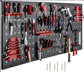 Velox Gereedschap Ophangbord – Workshopmuur – Gereedschapswand – Geperforeerde Muur – Inclusief Haak Set – Wandrek Gereedschapsbord – Zwart – 120 x 60 x 2 cm